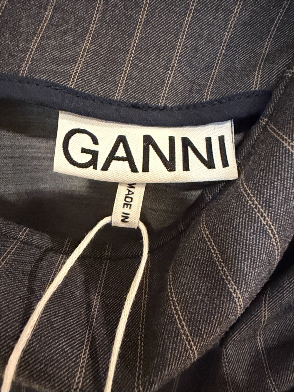 Ganni Charcoal Pinstripe Pencil Skirt